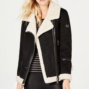 Calvin Klein Shearling Sherpa Aviator Moto Jacket